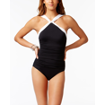 thumbnail image 2 of Women's Lauren Ralph Lauren 201208 Beach Club Solids High Neck One Piece Swimsuit (Black 6), 2 of 4