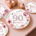 thumbnail image 5 of Rose Gold 90th Birthday Decorations for Women, Disposable Plates and Party Supplies Set, Serves 25 Guests, 5 of 7