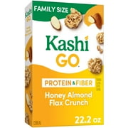 Kashi GO Honey Almond Flax Crunch Breakfast Cereal, Vegetarian Protein, Family Size, 22.2 oz