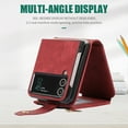 thumbnail image 5 of Nalacover Crossbody Wallet Case for Samsung Galaxy Z Flip 4, Shoulder Strap Lanyard Luxury PU Leather Zipper Pocket Flip Folio Cover with Card Slots Holder Magnetic Clasp Phone Case, Red, 5 of 7