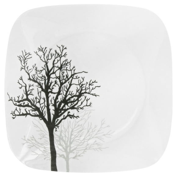 Corelle Timber Shadows 10.5" Square Glass Dinner Plate, 10.5" Square