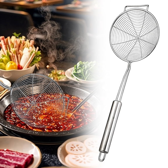 Slotted Spoon,Strainer,Spider Strainer,Spider,Solid Stainless Steel Spider Strainer Skimmer Ladle for Cooking and Frying, Kitchen Utensils Wire Strainer Pasta Spoon, 5.4 Inch