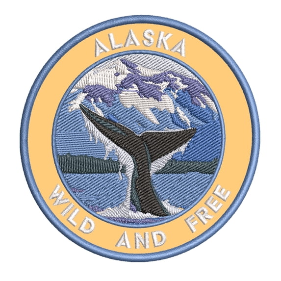 Wild And Free! Alaska 3.5 Inch Iron Or Sew On Embroidered Fabric Badge Patch Seek Adventure, National Park Iconic Series