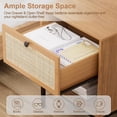 thumbnail image 3 of Brafabhome Rattan Nightstands with Drawer, Modern Bedside Tables with Open Storage Shelf for Bedroom, Accent Sofa End Table with Steel Legs for Living Room, Set of 2 | Brown, 3 of 8