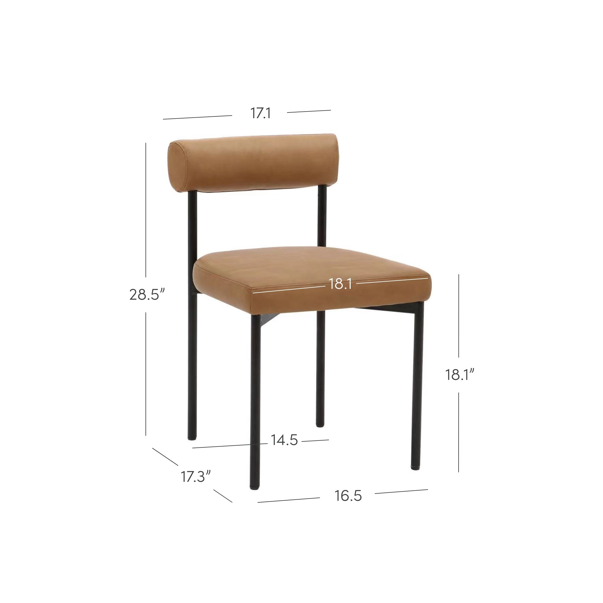 Nathan James Dahlia Modern Kitchen and Dining Chair with Metal Legs and Vegan Leather Upholstery, Brown/Black