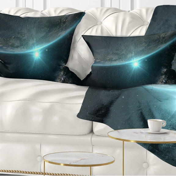 Designart Sunrise in Earth from Space - Contemporary Landscape Printed Throw Pillow - 12x20