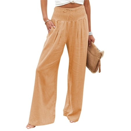 

QWANG Women s Casual Pajama Pants Comfy Drawstring Wide Leg Bottoms with Pockets