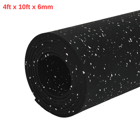 PPOSFPH 6mm Thick Gym Flooring Roll, 4' x 10' Rubber Gym Floor Mat, Non-Slip Shock Absorption Equipment Mats for Home Gym, Garage, Office