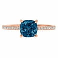 thumbnail image 7 of Solitaire with Accents Engagement Ring for Women - 2.7ct Natural London Blue Topaz in 14K Rose Gold Promise Ring, 7 of 7
