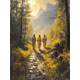 thumbnail image 1 of Qisvanset 12x16 Inch Jesus Emmaus Road Canvas Wall Art, Biblical Disciples Painting Countryside Religious Decor, 1 of 8