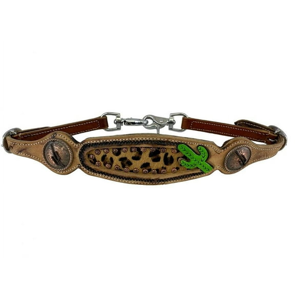 Showman Leather Wither Strap w/ Painted Cactus Design & Cheetah Hair-on Inlay