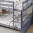 thumbnail image 6 of Full Over Full Bunk Bed with Trundle, Convertible 2-in-1 Wooden Bed Frame with Ladder & Guardrails, Space-Saving Bunk Bed for Teens, Adults, No Box Spring Needed, Grey, 6 of 7