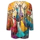 thumbnail image 4 of Xuyuer Women's Leisure Print Round Neck Three Quarter Sleeve Loose T-Shirt, Casual 3/4 Sleeve Top for Spring Summer Everyday Fashion and Relaxed Weekend Style, 4 of 5