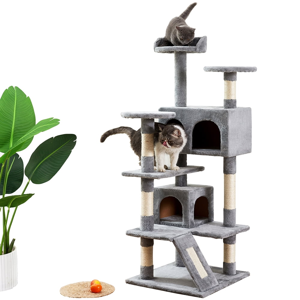 Kepooman Multi-Level Cat Tree & Condo Tower with Scratching Posts for Pet Kitty, Gray Kepooman Multi-Level Cat Tree & Condo Tower with Scratching Posts for Pet Kitty, Gray