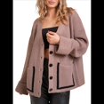 thumbnail image 3 of Cárdigan de Punto Grueso para Mujer, Larga, Cuello en V, Botones y Bolsillo, para Otoño e Invierno. Camello XL, 3 of 10