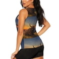 thumbnail image 3 of Wukai Yak Print &nbsp;Women's Workout Tank Top Mesh Yoga Shirts Athletic Running Tank Tops Athletic Gym Shirts - Small, 3 of 8