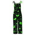 thumbnail image 4 of JURANMO Lighten Sales of The Day St Patricks Jumpsuits for Women 2025 Funny Printed Cute Holiday Rompers Summer Casual Adjustable Strap Cotton Linen Overalls with Pockets Green XXXXXL, 4 of 6