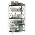 thumbnail image 1 of Estantería Metálica de 5 Niveles con Ruedas, Estantería de Malla con Marcos Laterales en X, 32 x 80 x 145.5 cm, para Entrada, Cocina, Salón, Baño, Estilo Industrial, Negro, 1 of 5