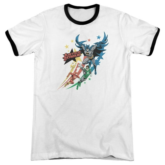 JLA Justice League Allegiance Adult Ringer T-Shirt White Black
