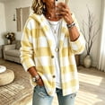 thumbnail image 2 of Admvng Women's Checkered Jacket Hooded Long Sleeve Casual Warm Outerwear, 2 of 9