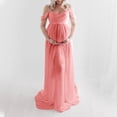 thumbnail image 4 of Vestido de Mujer Embarazada Elegante Maxi Vestido de Maternidad de Longitud Completa Fuera del Hombro Vestido de Maternidad Frontal Dividido para Sesión de Fotos Fiesta de Boda ANGGREK Otros, 4 of 6