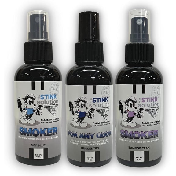 The Stink Solution Smoke Odor Neutralizing Spray, Bamboo Teak, Unscented, 3 Pack (4 oz Each)
