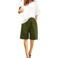 thumbnail image 6 of JJHGVB Womens Linen Shorts Long Shorts for Women High Waisted Wide Leg Dress Shorts for Women Linen Bermuda Shorts for Women Wide Leg Shorts for Women Flowy Shorts Women Linen Shorts Green L, 6 of 8