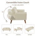 thumbnail image 3 of MIKIBAMA 75" Beige 3 Seat Linen Convertible Futon Sofa Bed Tufted Design Adjustable Backrests With Solid Wood Legs for Small Spaces, 3 of 7