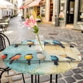 thumbnail image 3 of Watercolor Bird Elastic Fitted Round Table Cover Green Yellow Oil Painting Waterproof Outdoor Tablecloth for Holiday Party, Picnic, Patio & Dining Fits Tables Up to 55"-60", 3 of 8