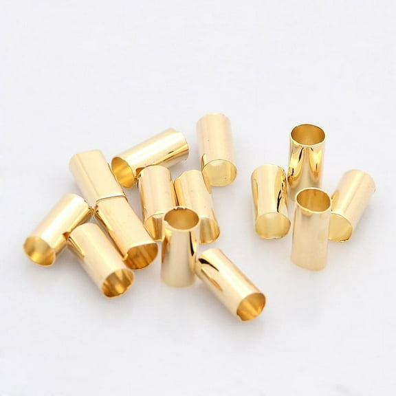 100pcs Column Brass Beads Large Hole Beads Golden 10x5mm Hole: 4.5mm Brass