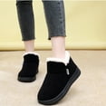 thumbnail image 3 of Womens Snow Boots Casual Woven Warm Furry Lined Slip on Winter Ankle Booties Platform Nonslip Cold Weather Outdoor Walking Shoes Black Size 5.5, 3 of 8