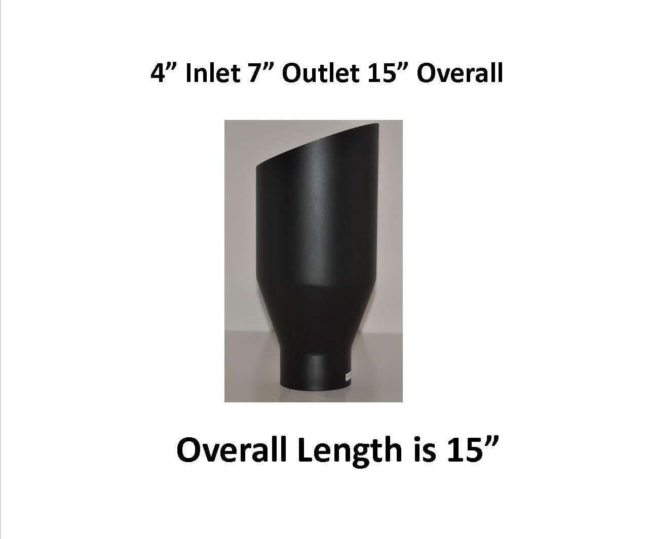 Brand New Flat Black Exhaust Tip 4" IN 7" Out 15" Long HITemp Powder