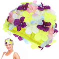 thumbnail image 2 of WINOMO Fashionable Swim Floral Petal Stylish Swimming Hat Bathing Hat Size L for Women 22X15X0.5cm (Colorful), 2 of 2