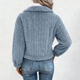 thumbnail image 4 of Women's Double Sided Fleece Jacket, Button Down Collar Long Sleeve Coat, Drop Shoulder Warm Jacket, Loose Fit Winter Top, Casual Fleece Outerwear, Plush Button Up Jacket Light Blue S, 4 of 9