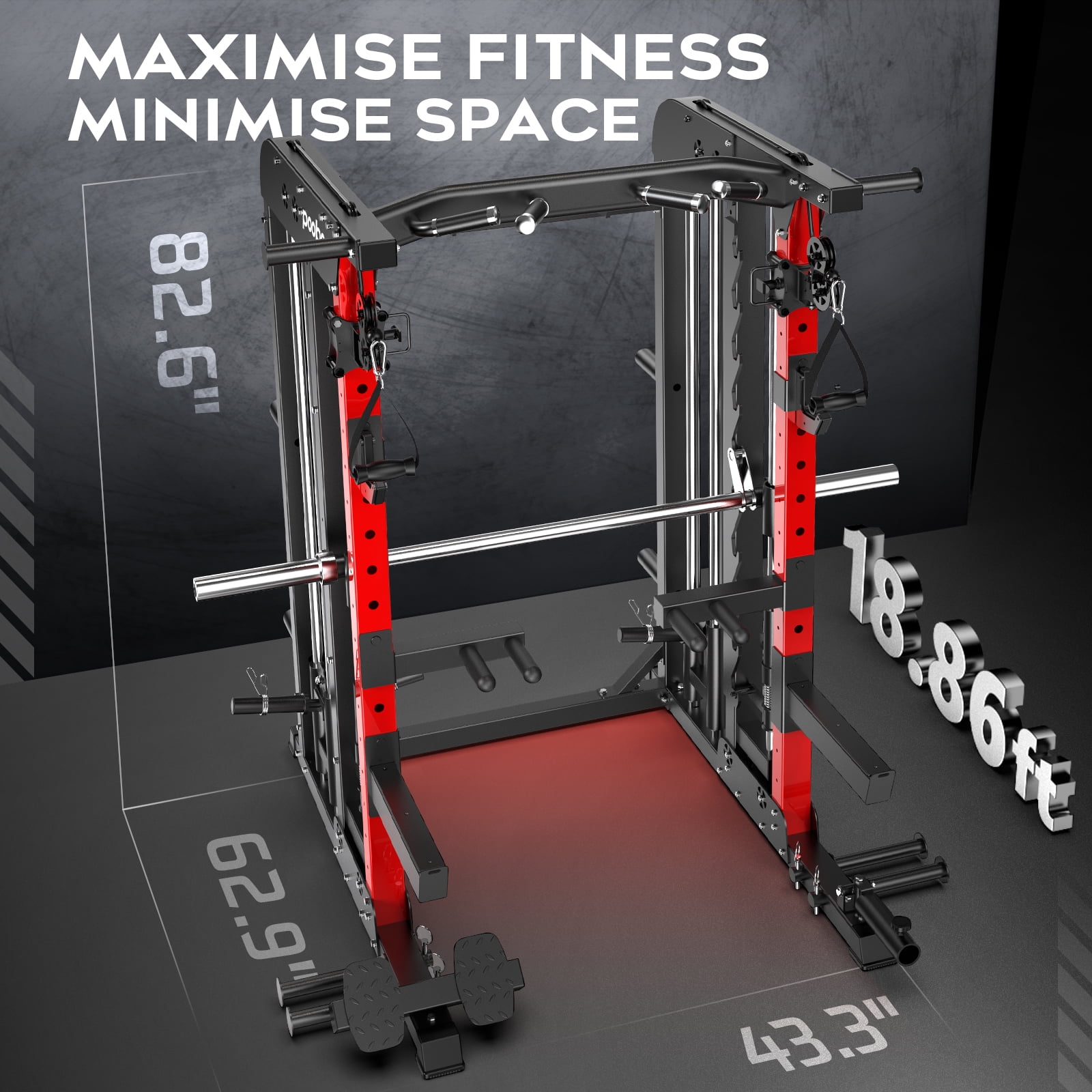 LNOW 2000LB Power Rack Cage with Smith Machine & Dual Pulley System - All-in-One Home Gym for Strength Training, Squat Rack, Cable Crossover, Lat Pulldown