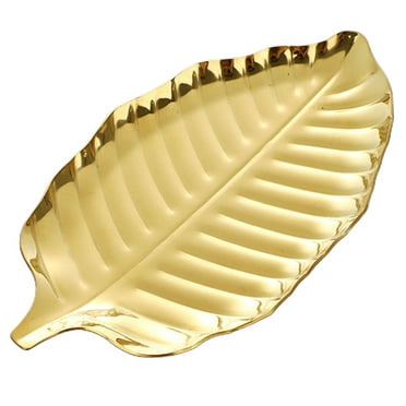 Home Jewelry Tray Party Catering Plate Decor Gold Leaf Shape Storage Holder Delicate Fruit 304 Stainless Steel