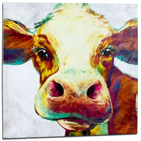 Crystal Art Cow Multicolor Animal Farmhouse Canvas Painting Wall 20 X Unframed Com - Colorful Cow Painting Watercolor