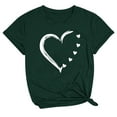 thumbnail image 1 of Bowake T-Shirt de la Saint-Valentin pour Femmes T-Shirt Mignon Imprimé Cœur Manches Courtes Col Rond Graphique Vert Armée, 1 of 3