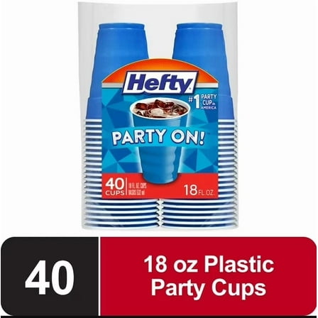 Hefty Party On Disposable Plastic Cups 18 Oz Marine Blue 40 Ct | Party Drinkware