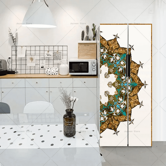 Simple Popular PVC Double Door Refrigerator Sticker Home Decorative Mural Removable Waterproof Kitch