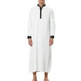 thumbnail image 2 of Lars Amadeus Satin Nightshirt for Men's Long Sleeves Banded Collar Long Sleep Gown Nightwear, 2 of 5