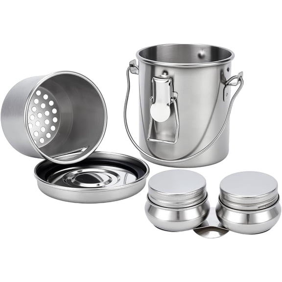 Paint Brush Cleaner Set Stainless Steel Double Dipper Palette Cups and Portable Paint Brush Washer Holder Dipper Painting