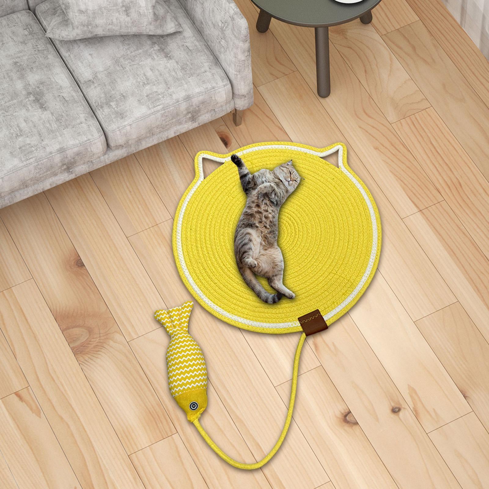 DOLITY Cat Scratch Mat with Fishy Ball Cat Floor Scratching Pad for Couch Floor Rug M