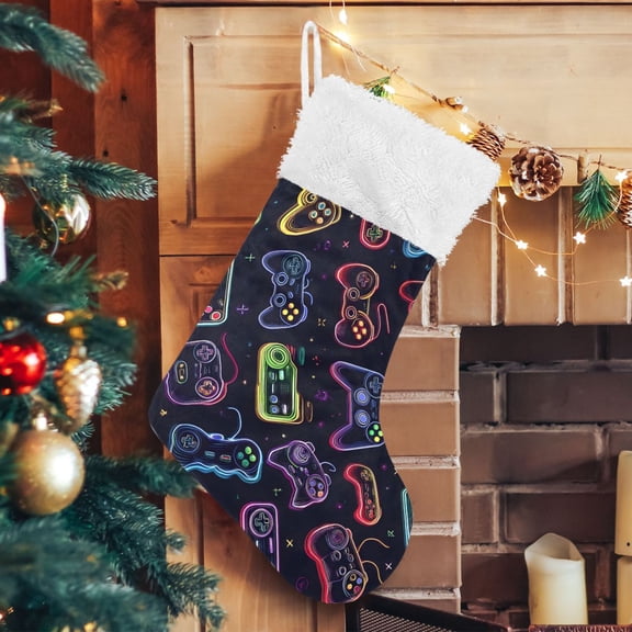 Rvynso Christmas Stockings Game Controller 17.7" Large Stocking Decoration 1 Pack