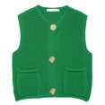 thumbnail image 4 of Fgnfyis Womenâs Fashion Crochet Lace up Vest with Hollow Out Design Knit Sweater Cardigan for Women Green M, 4 of 5
