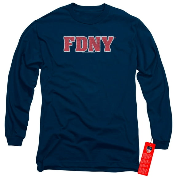New York City Fdny Long Sleeve Adult 18/1 T-Shirt Navy