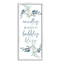 Stupell Industries Candles Music Bubbles Bliss Bathroom Relaxation Blue Plants, 10 x 24, Designed by Kim Allen