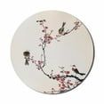 thumbnail image 1 of Nature Mouse Pad for Computers, Birds on Cherry Tree Branches Summer Classic Oriental Illustration, Round Non-Slip Thick Rubber Modern Gaming Mousepad, 8" Round, Ruby Pale Caramel, by Ambesonne, 1 of 2