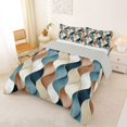 thumbnail image 3 of jejeloiu Blue Brown Wave Stripes Full Size Comforter Sets Kids,Modern Geometric Print Bedding Sets,Reversible,3 Pieces, 3 of 8