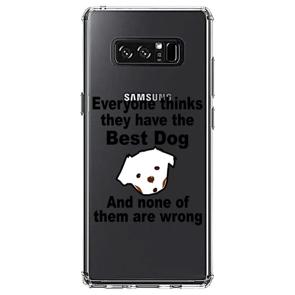 DistinctInk Clear Shockproof Hybrid Case for Samsung Galaxy Note 8 - TPU Bumper Acrylic Back Tempered Glass Screen Protector - Everyone Things They Have The Best Dog